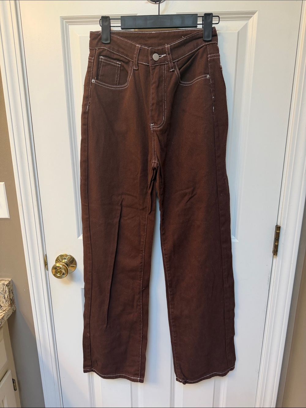 Women's Brown Straight-Leg Jeans Size XS SHEIN